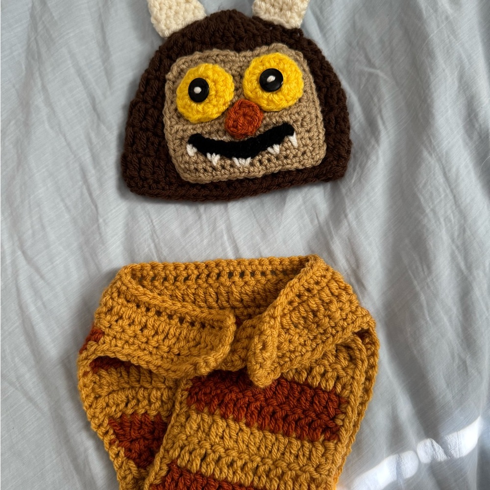 Handmade Wild Thing Knit Hat and Diaper Cover Set - Where the Wild Things Are